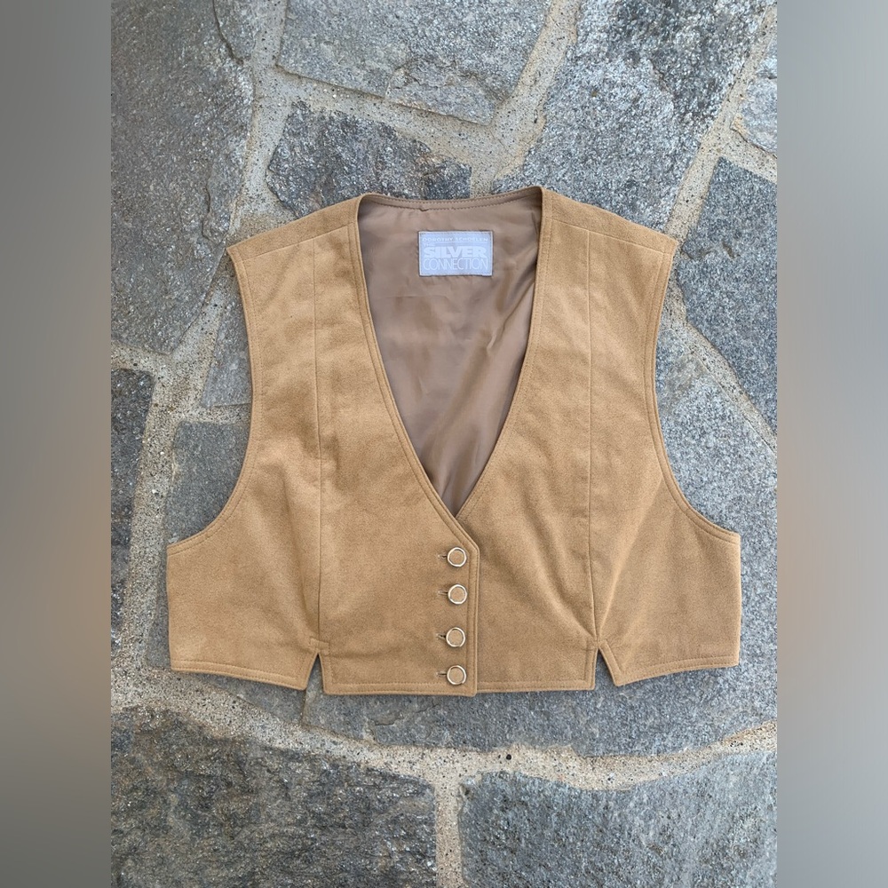 Dorothy schoelen the silver connection vintage suede crop button waistcoat vest